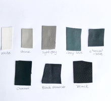 Load image into Gallery viewer, Traditional Sami reindeer leather bracelet with pewter, in BLACKS, GREYS and WHITE.