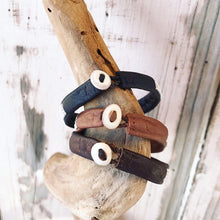 Load image into Gallery viewer, Traditional Swedish Sami reindeer leather bracelets with a braid of flat pewter threads and borders.