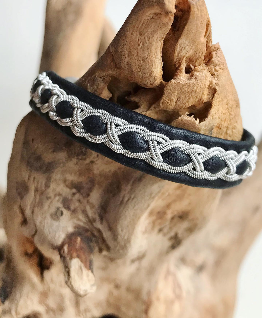 Sami unisex reindeer leather bracelets with pewter in BLACKS, GREYS and WHITE.