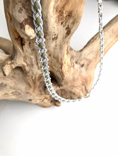 Load image into Gallery viewer, Scandinavian light olive Sami reindeer leather necklace with a full set of sterling silver beads.
