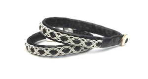 Sami unisex reindeer leather bracelets with pewter in BLACKS, GREYS and WHITE.