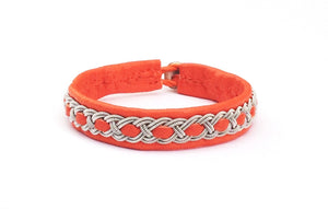 Sami unisex reindeer leather bracelet with pewter in REDS, PINKS and YELLOW.